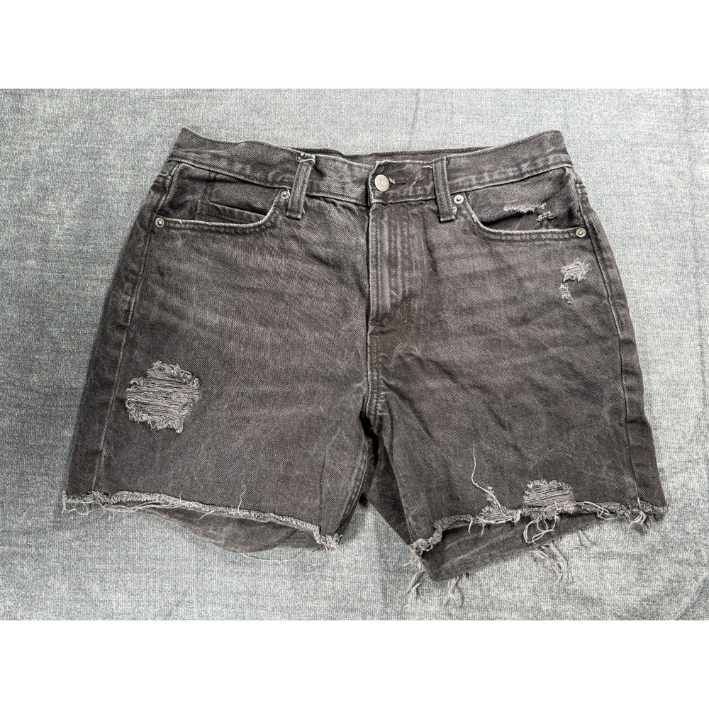 Old Navy Slouchy Straight Cutoff Shorts Women 8 Gray Cotton Distressed High Rise